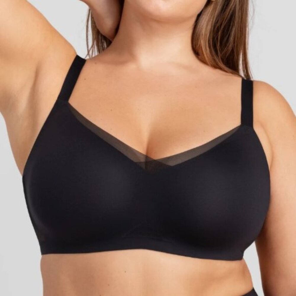 Honeylove Women's XL Black CrossOver Wireless Support Comfortable Mesh Bra - Picture 1 of 6